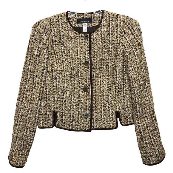 Jones New York Jackets & Blazers - Jones NEW YORK - Wool/Alpaca/Mohair Tan & Brown Tweed Academia Blazer - Size 12